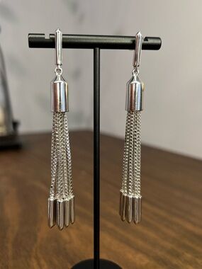 Eddie Borgo Cone Tassel Earrings | Silver Chain Drop